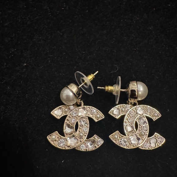 Chanel Gold and Silver CC Interlock Earrings